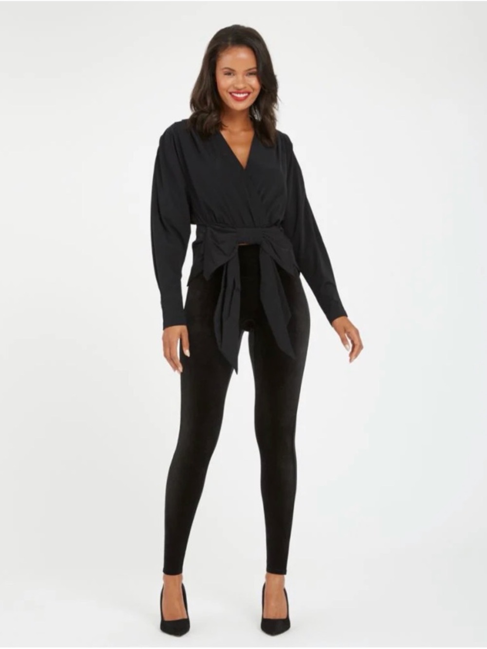 Spanx Black Velvet Leggings Size S